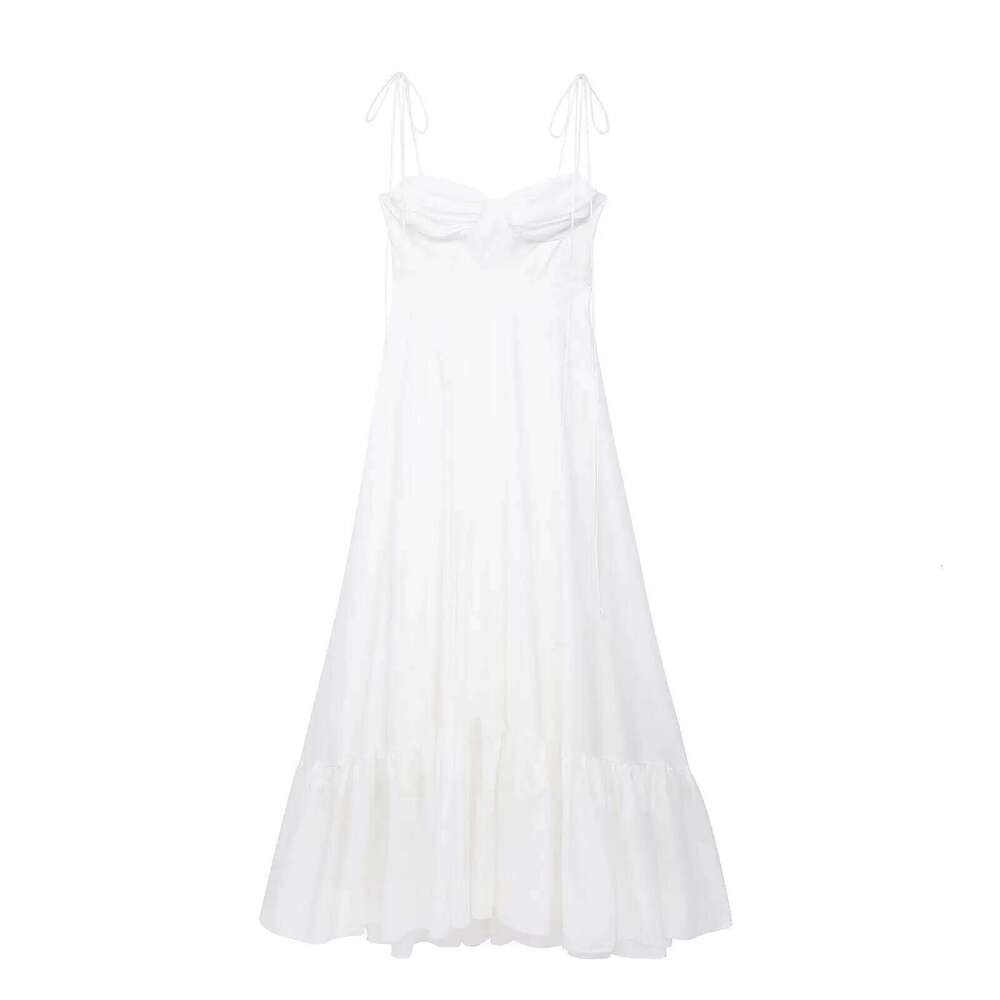 TFMLN New Elegant Women's Tierred Long Summer Classic Fashion Solid Side Zipper Dresses High-Waist A-line Party Soft Dress C260312