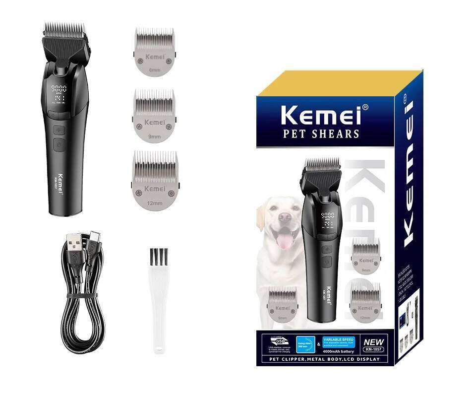 kemei 1857 professional pet grooming electric rechargeable cat shaver dog trimmer 10W animal hair clipper C260312