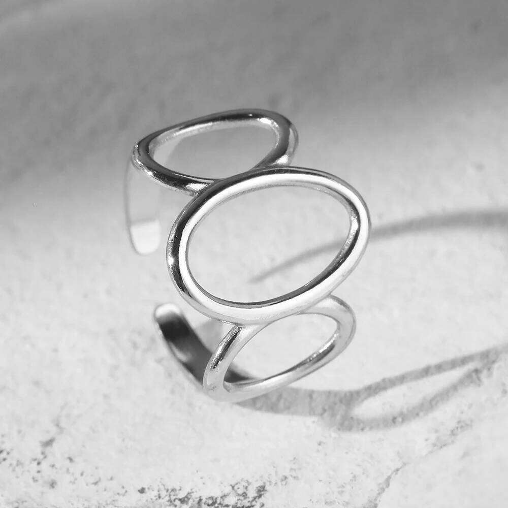 DGIDDK Stainless Steel Geometric Openwork Design Open Ring Unisex Simple And Fashionable Adjustable Finger Jewelry Party Gifts H260312