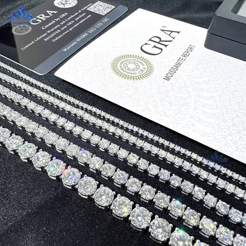 In Stock USA Warehouse Wholesale VVS Moissanite Tennis Chain Iced Out Women Fine Jewelry Tennis Necklace