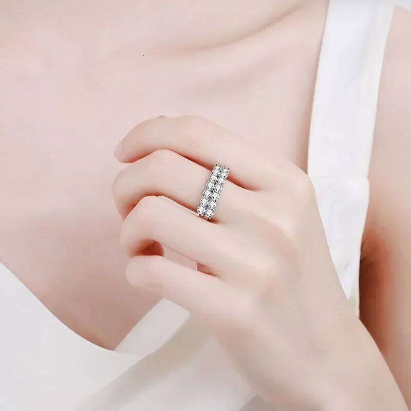 NeeTim 1.4CT All Moissanite Rings for Women Sparkling Diamond Wedding Band S925 Sterling Silver with White Gpld Plated Jewelry H260312