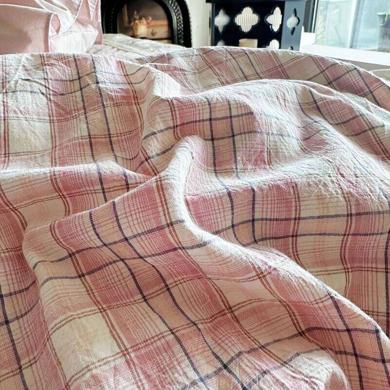 Vintage French Plaid Lace Ruffles 100% Cotton Bedding Duvet Cover Set Bed Sheet/Bed Skirt/Fitted Sheet Pillowcases 4Pcs H260312