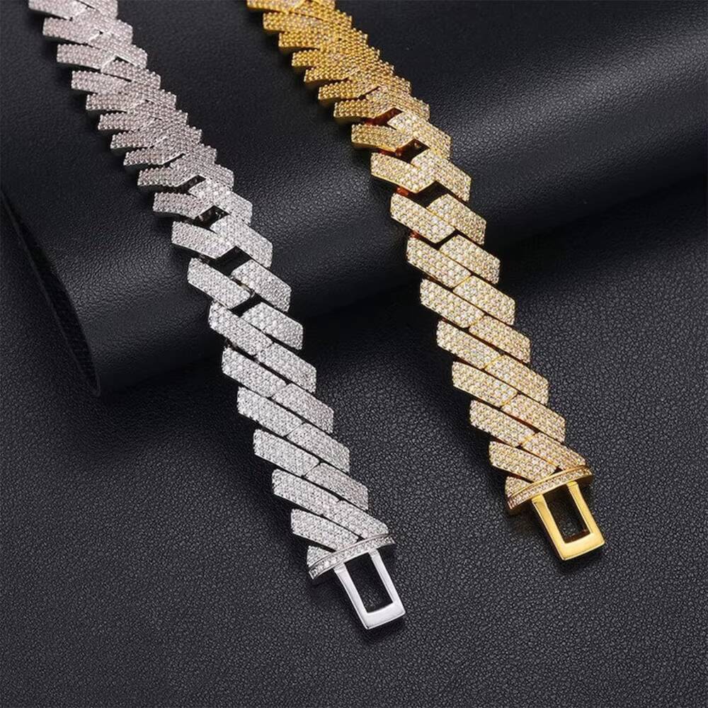 Customized Hip-Hop Style Cuban Chain Jewelry Diamond Sterling Silver 925 Moissanite VVS D Color Diamond Cadena Cubana Chain