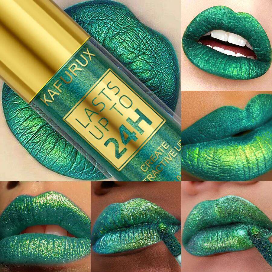 1pc Bold& Intense Glitter Shiny Metallic Glaze Pearlescent Tint, Waterproof Long Lasting Gloss Makeup Matte Lip Gift W260311