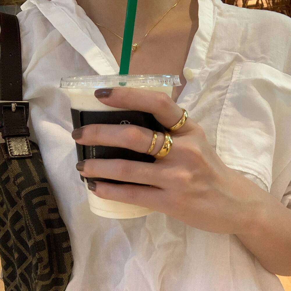 Tarnish Free 2mm 4mm 6mm Stainless Steel 18K Plated Silver Color Knuckle Lady Minimalist Gold Rings For Women H260312