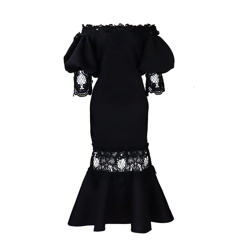 D368 Womens Fashionable Lace Off-Shoulder Mermaid Evening Sexy Party Dress