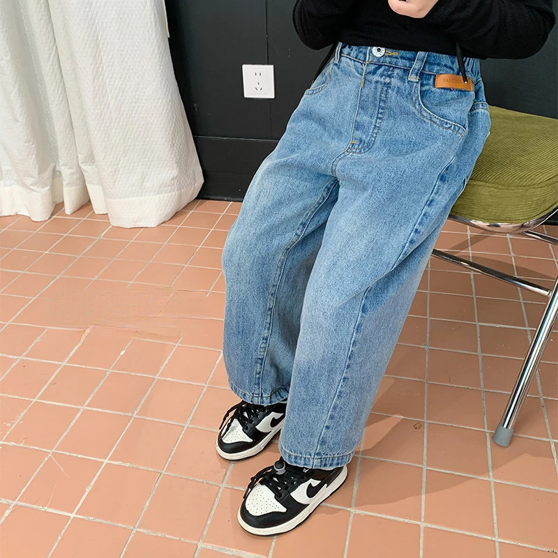 Spring Autumn Kids loose jeans Boys Girls fashion casual denim pants Children allmatch Trousers 18Years 260311