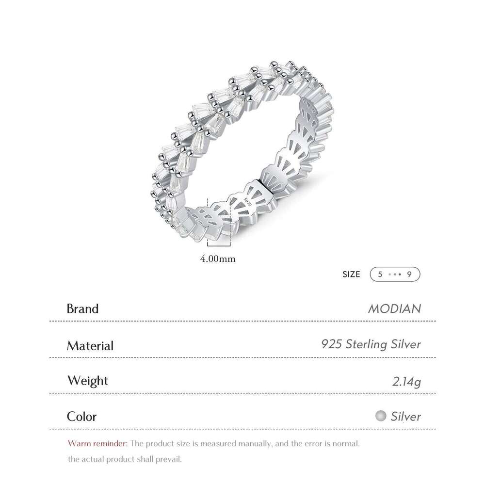 MODIAN 925 Sterling Silver Clear CZ Trapezoid Eternity Finger Ring Trendy Stackable Wedding Fine Jewelry For Women H260312