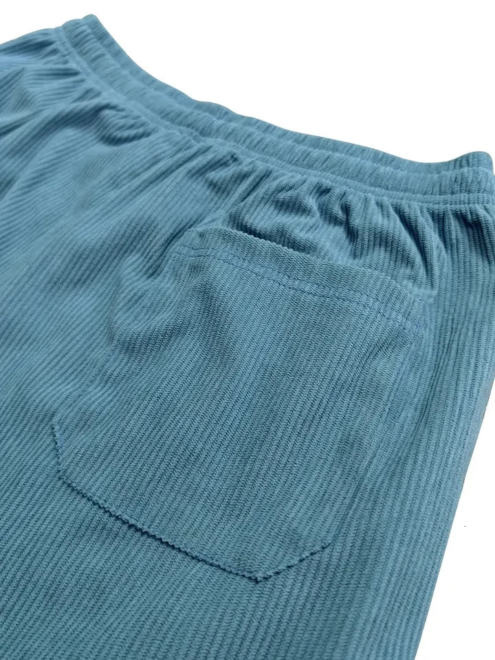 Autumn Winter Mens Casual Pants Striped Corduroy Loose Fashion Cargo Straight Pants Fitness Sports Hip Hop Pants 260311