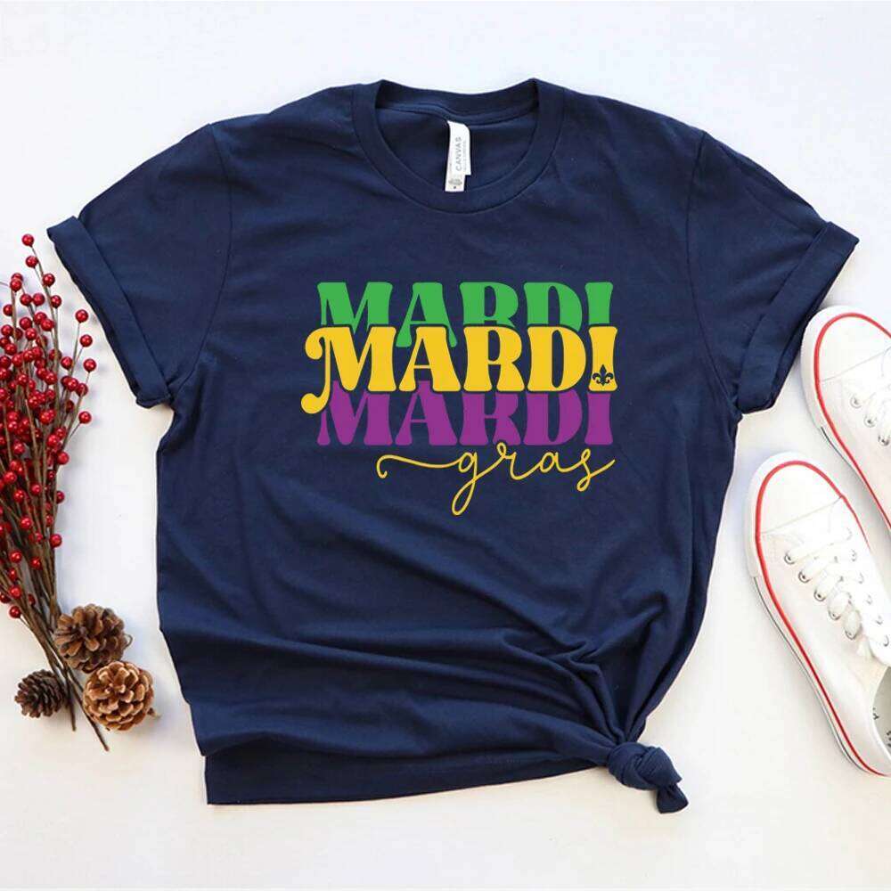 Shirt Mardi Gras Beads Shirts Fat Tuesday Tshirt Women Clothing Unisex Short Sleeves Casual Tops Y2k Clothes Z260312