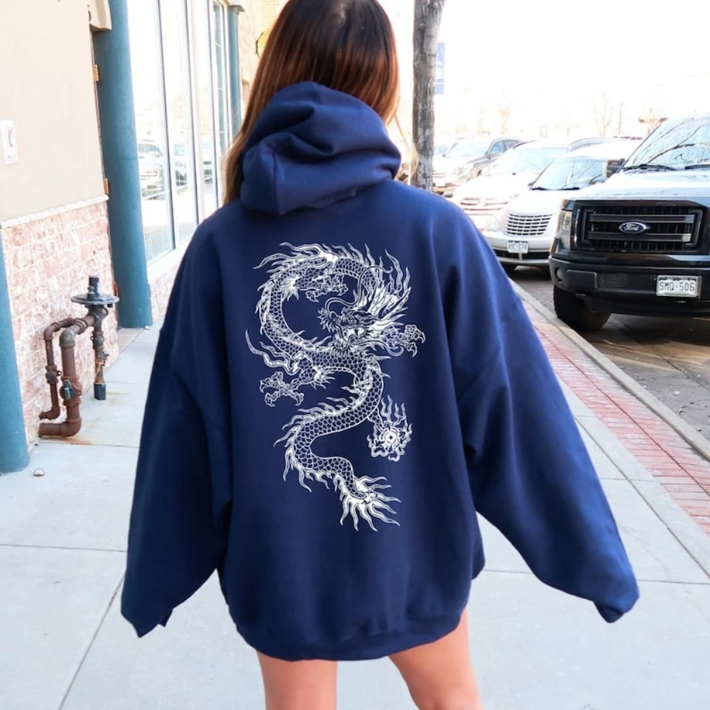 Unisex Japanese Dragon Hoodie Vintage Y2K Women Hoodies Aesthetic Goth Grunge Streetwear Graphic Dragon Sweatshirt Men Apparel 260311