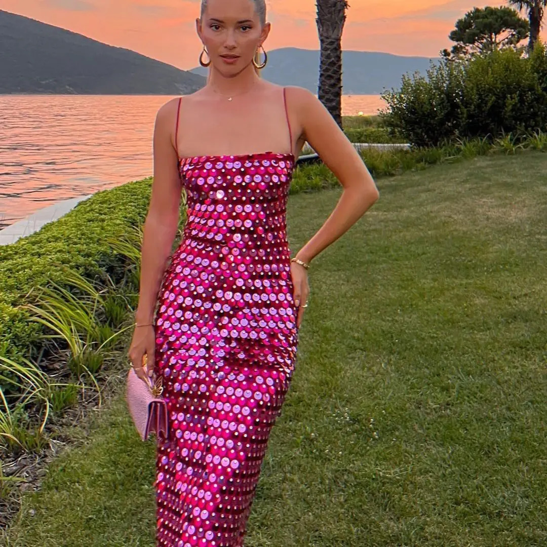 Fashionable Sexy Spicy Girl Beaded Irregular Dresses Women Vestidos De Fiesta Mujer Sequin Summer Colorful Summer Boho dress 260306