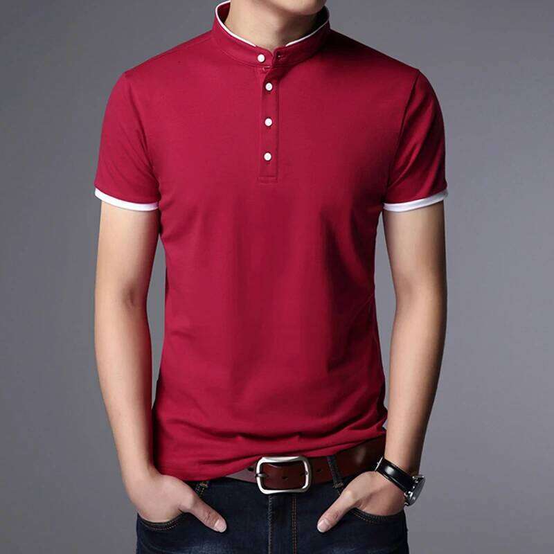 Men's Business Casual Polo Short Sleeve T-shirt Summer Comfortable and Breathable Solid Top 26H0312
