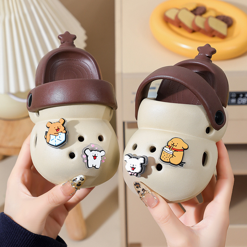 Kids Cartoon Clogs flip-flops Cute Animal Charms EVA Non-Slip Toddler Sandals Baby Boys Girls with Adjustable Strap Removable Animal Pins Free shippin