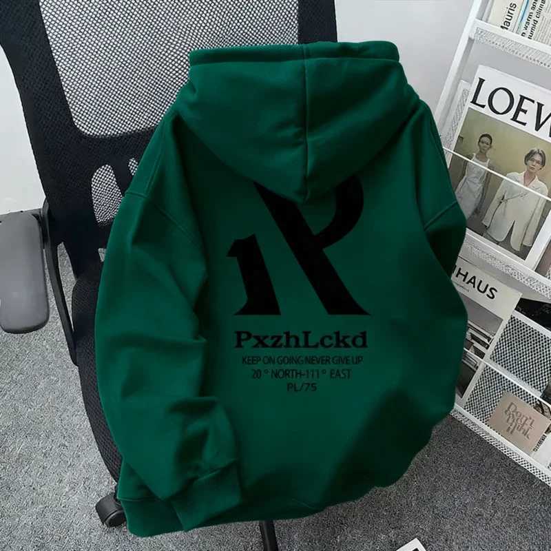 Mens High Street RP Letter Print Hoodie Heavyweight Pullover Back Graphic Design Streetwear Sweatshirt Trendy Casual Top M260312