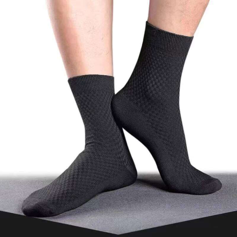 5Pairs/Lot High Quality Bamboo Fiber Business Breathable Deodorizing Men's Casual Socks Large Size EU38-46 Z260312