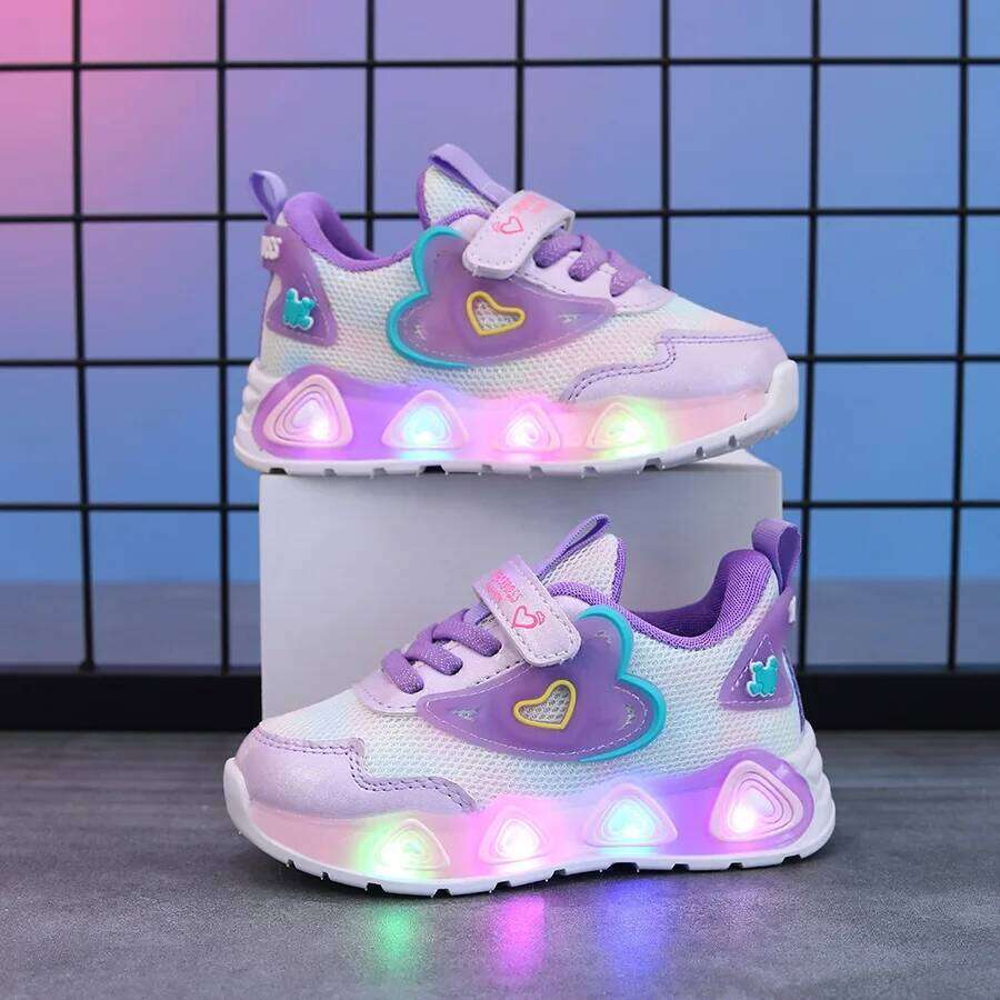 New Sneakers LED Light Illuminated Children's Boys and Girls Mesh Breathable Casual Sports Shoes 1-6 Year Old H260312