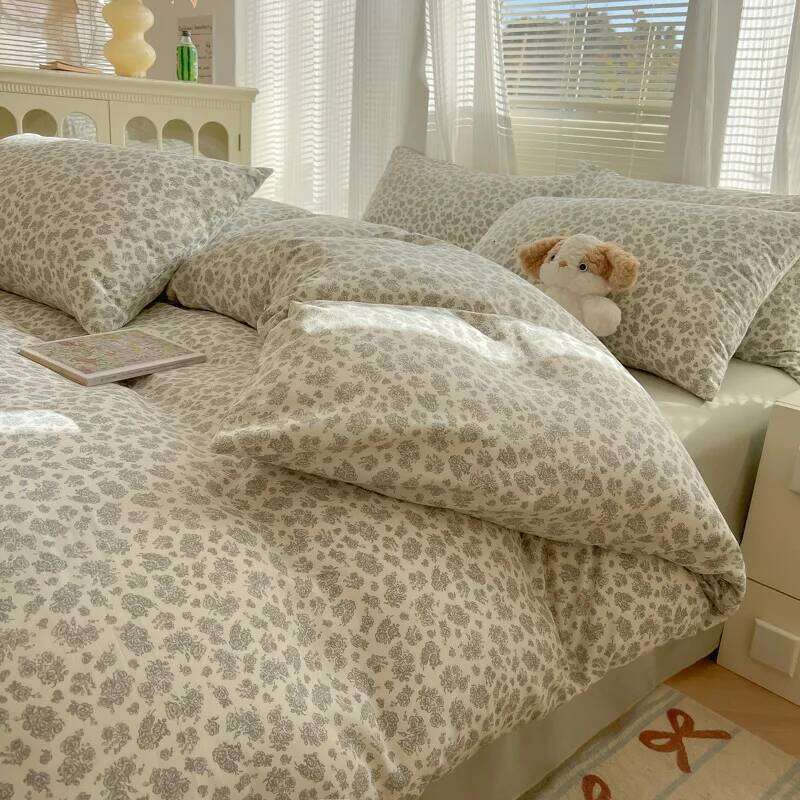 2025 new class A aerobic knitted cotton printing small fresh set, sheet, bed hat four-piece set H260312