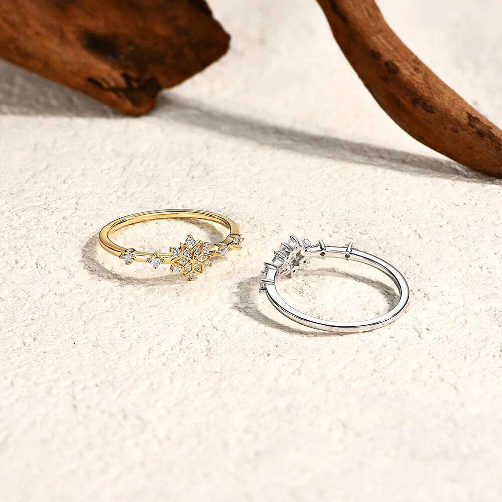 MINTYBOX Snowflake S925 Sterling Silver Moissanite Engagement Rings for Women Lab Diamond Ring 18K Gold Plated Fine Jewelry Gift H260312