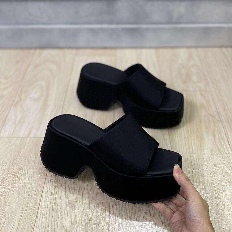 Minimalist Thick-Soled Sandals Women Summer Fashion Outdoor Vacation Slippers for Petite Height Increase Casual One-Strap Trendy