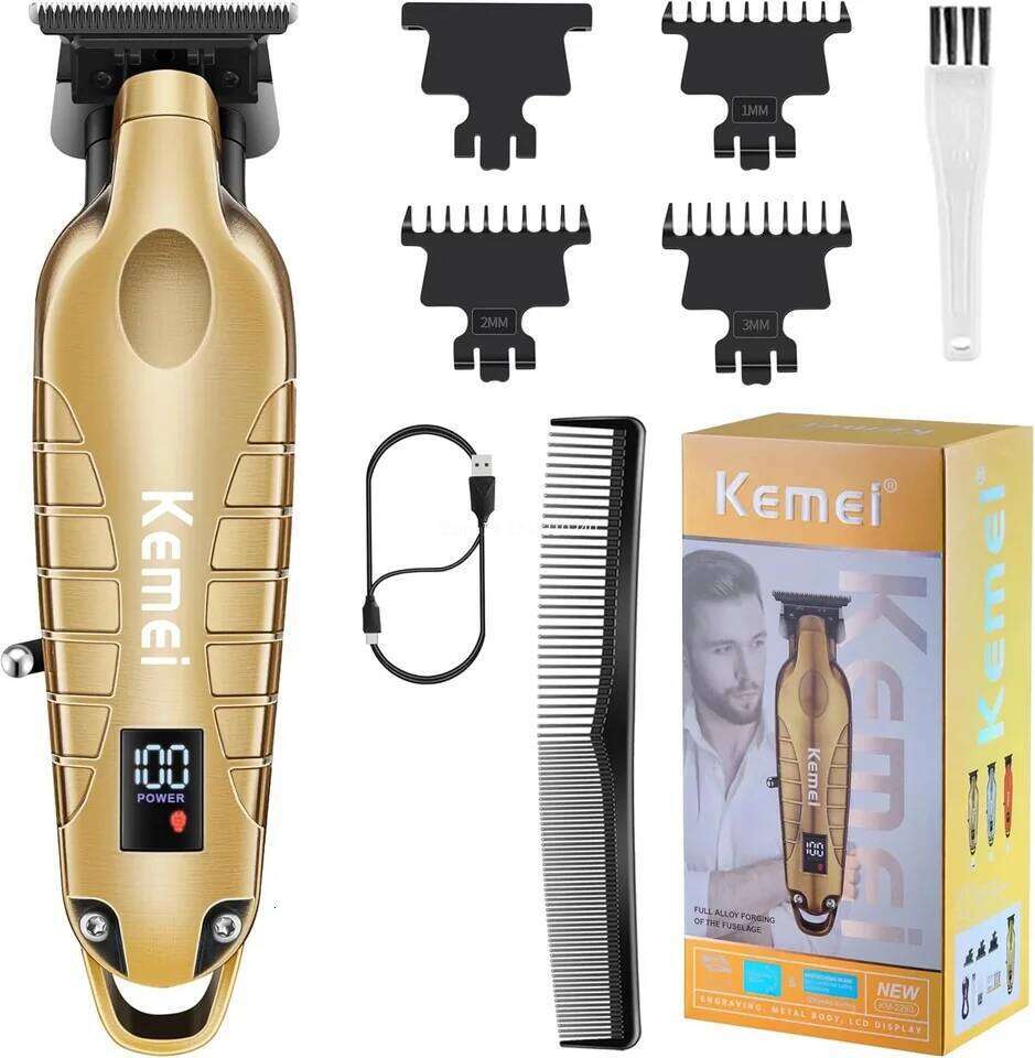 Kemei 2293 Professional Men Beard Trimmer Zero Gapped Cordless Clipper Barber Rechargeable Finish Hair Cutting Machine C260312