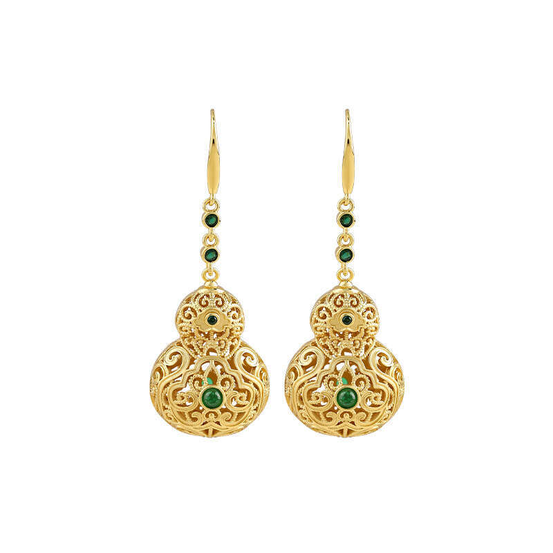 craftsmanship gourd and pendants, hollowed-out sachet, vintage ethnic ancient style earrings