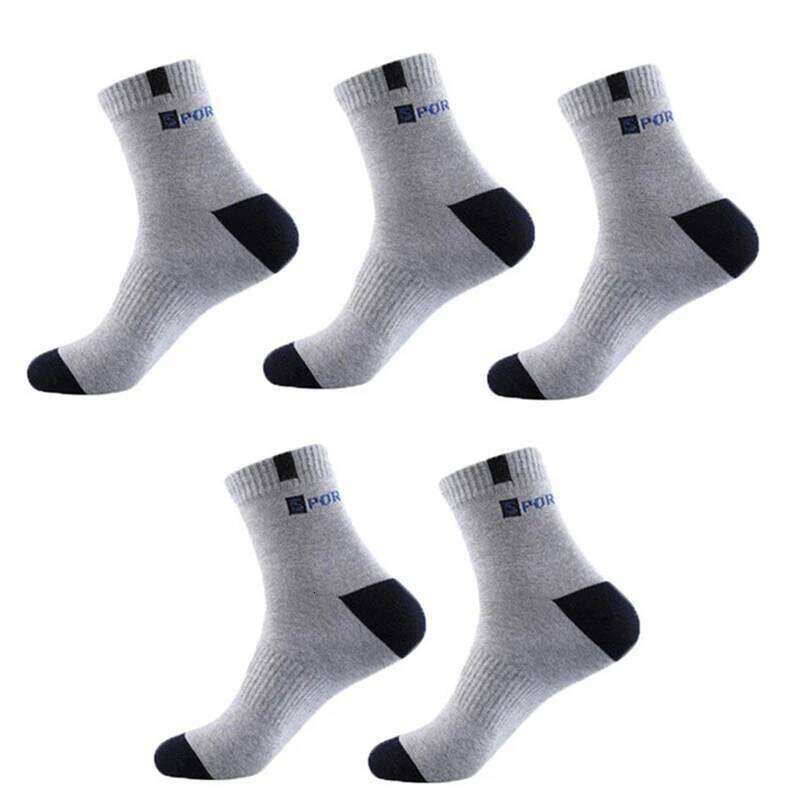 5Pairs Bamboo Fiber Autumn Winter Men Sports Sock Breathable Deodorant Business Socks Size 37-43 Z260312