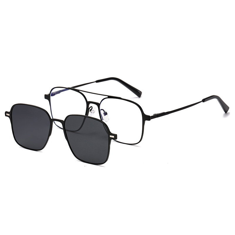 Multi-protective blue light blocking flat magnetic with square frame, polarized clip-on sunglasses men, suitable for driving and anti-glare