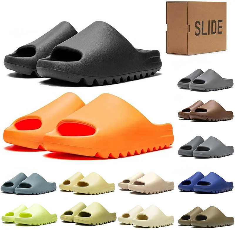 Free Shipping with box Designer Slippers Slides Men Women Sandals Slate Grey Flax Salt Dark Onyx Marine Granite Azure Ochre Glow Green Orange Mens Slippers