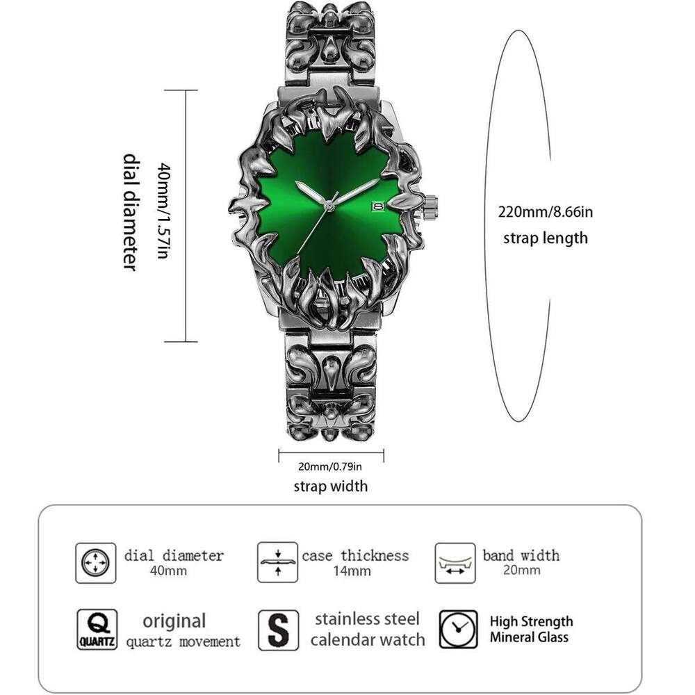 Stainless Steel Watch 40mm Creative Quartz Movement Clock Casual Sports Waterproof Men Mechanical Wind Military Wristwatches