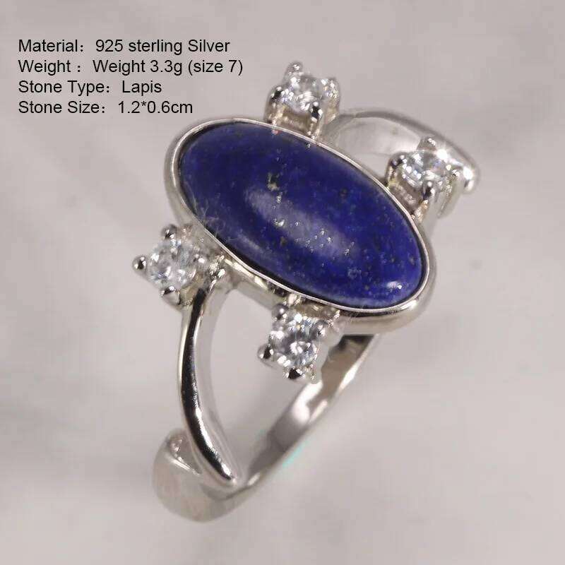 Real Pure 925 Sterling Silver Elena Rings for Women Natural Lapis Stone Vampire Diary Fine Jewelry Best Gift H260312