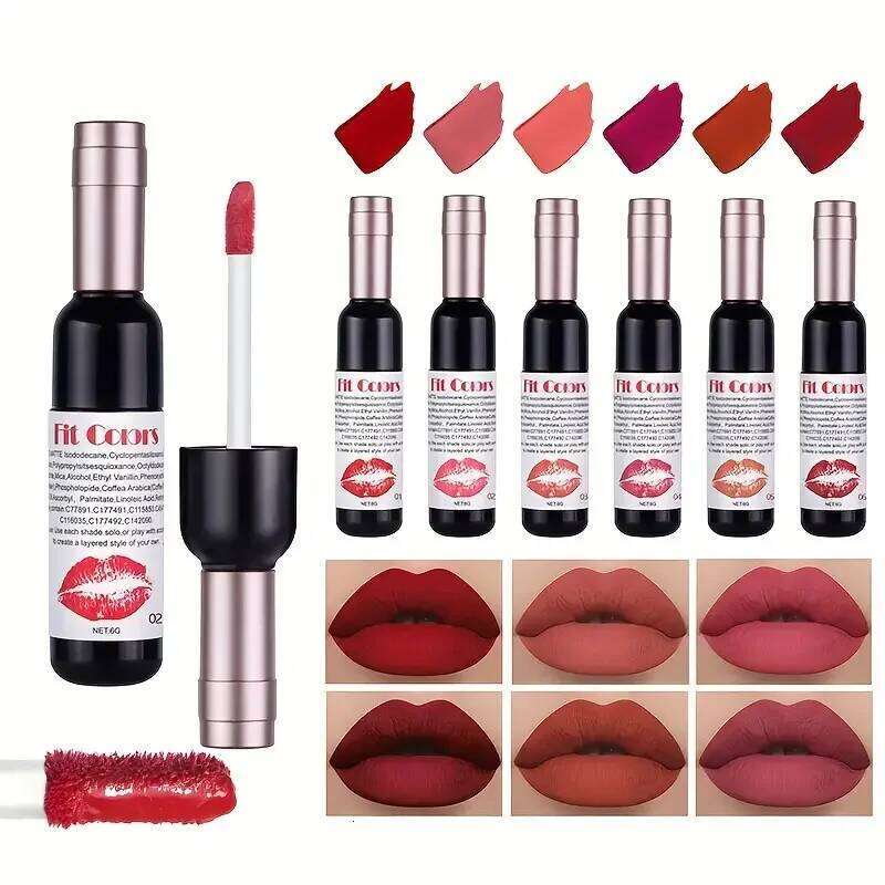 Red Wine Bottle Design Gloss,Velvet Matte Gloss Liquid Lipstick, High Colour Development,for Natural Lip Makeup W260311