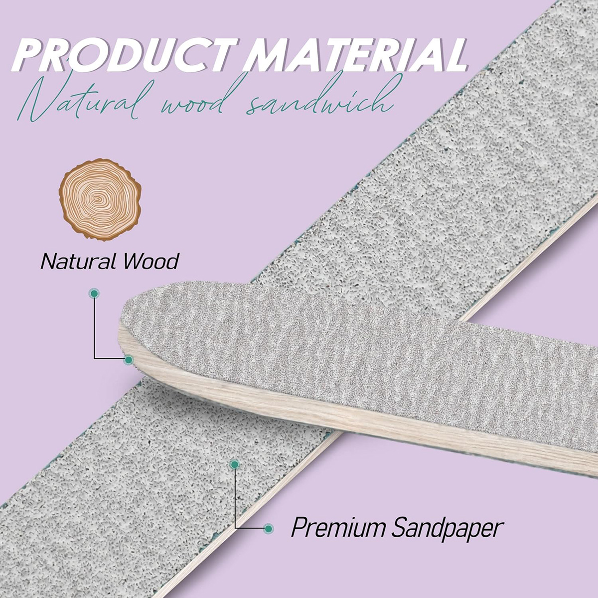 4 Colors Disposable Wooden Nail File 80/100/180 Grit-500Pcs