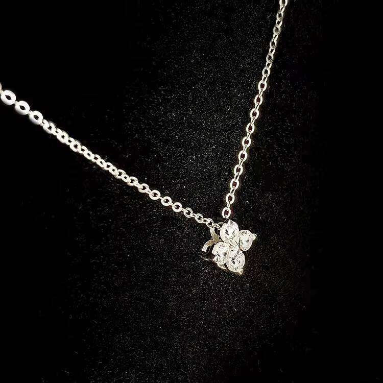 Premium Jewelry Adjustable Sterling Sier Diaspore Pendant Four-Leaf Clover Necklace Women's Gift Anniversary Commemoration