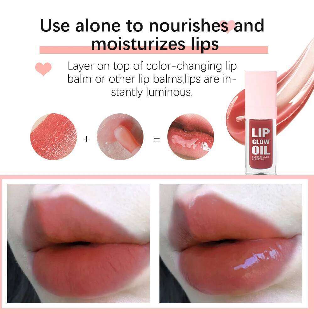 8.3ml Moisturizing and Volumizing Gloss Hydrating Glow Oil, Care Beauty Product, Tinted Lip Oil #020 Mahogany W260311