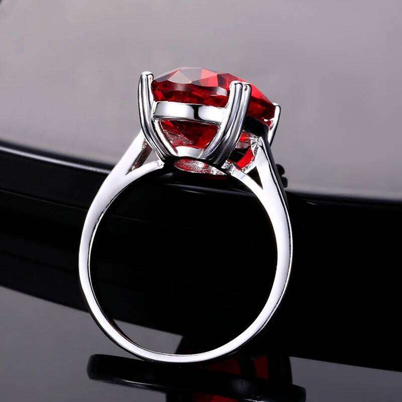 Red Ruby Oval Egg Shape Gemstone S925 Silver Wedding Rings For Women Bridal Fine Jewelry Engagement Bague Accessories H260312