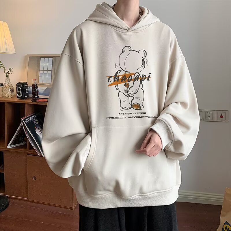 Straight-cut Regular Pullover Printed Suede Washed Distressed Short-sleeve T-shirt For Men Designer Hoodie Summer Style Trendy Brand Versatile
