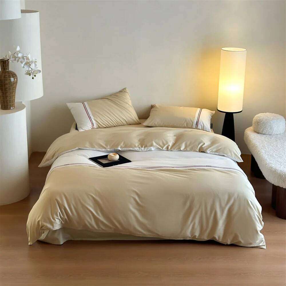 2025 New Cotton A Class Embroidery Four-Piece Set - Brown Sheet Bed Girls Quilt Cover H260312