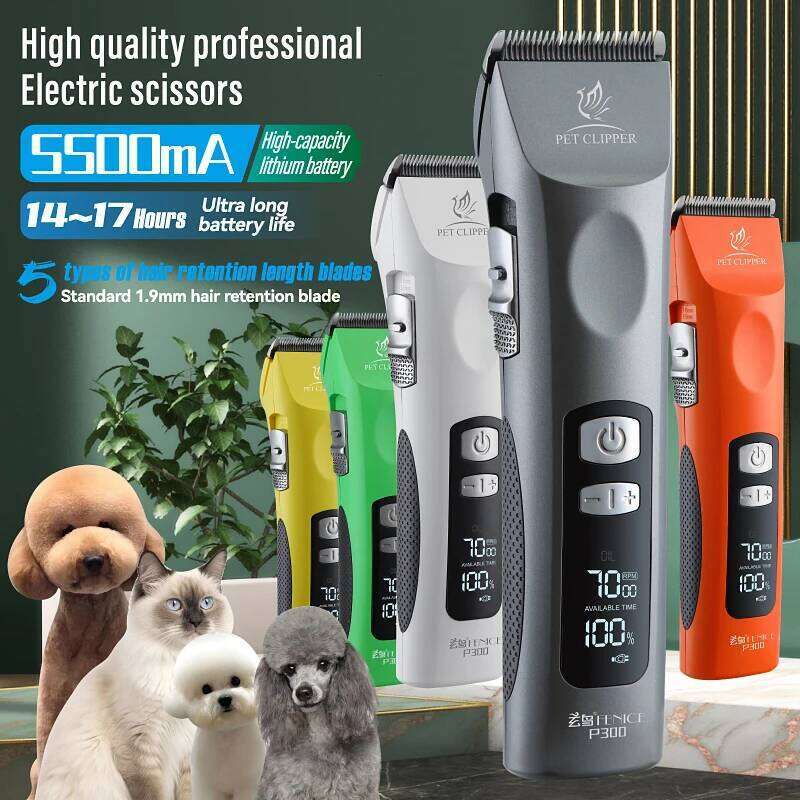 Fenice Cordless Rechargeable Clipper Low Noise Professional Pet Hair Cutting Machine Grooming Trimmer Shaver Kit for Animals C260312