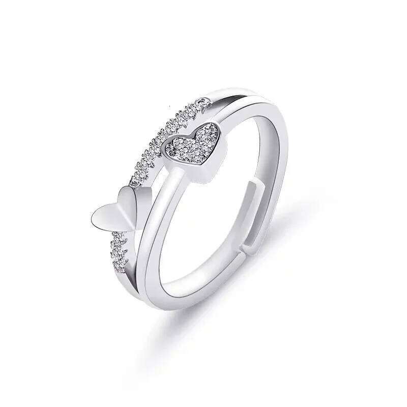Customizable Double heart adjustable ring W260311