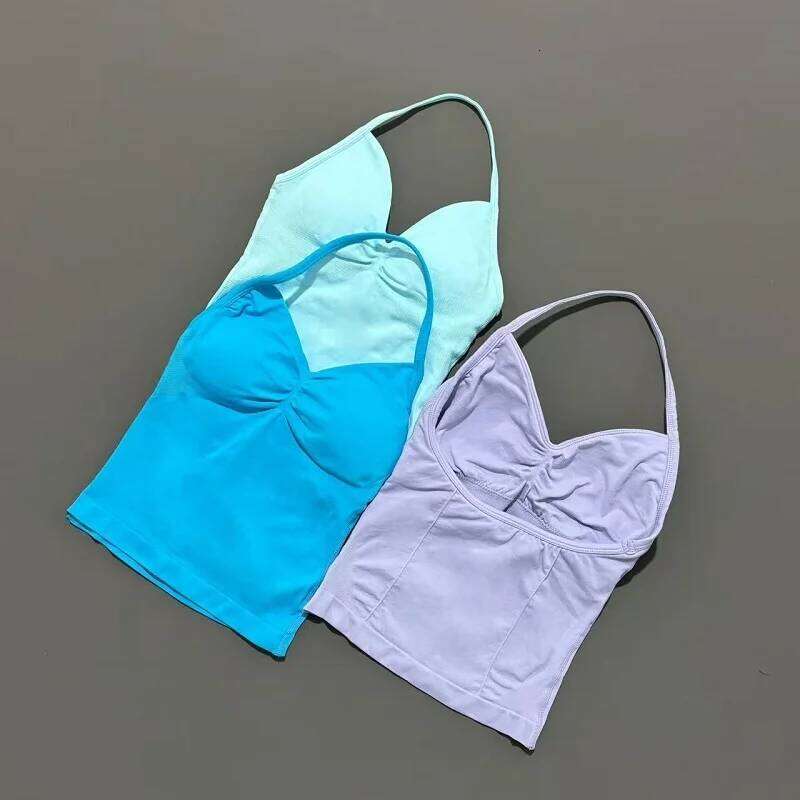 Gym Tops Women Seamless Yoga Tank With Removable Pads V Neck Sleeveless Top Sports Running Fitness Vest 26Y0312