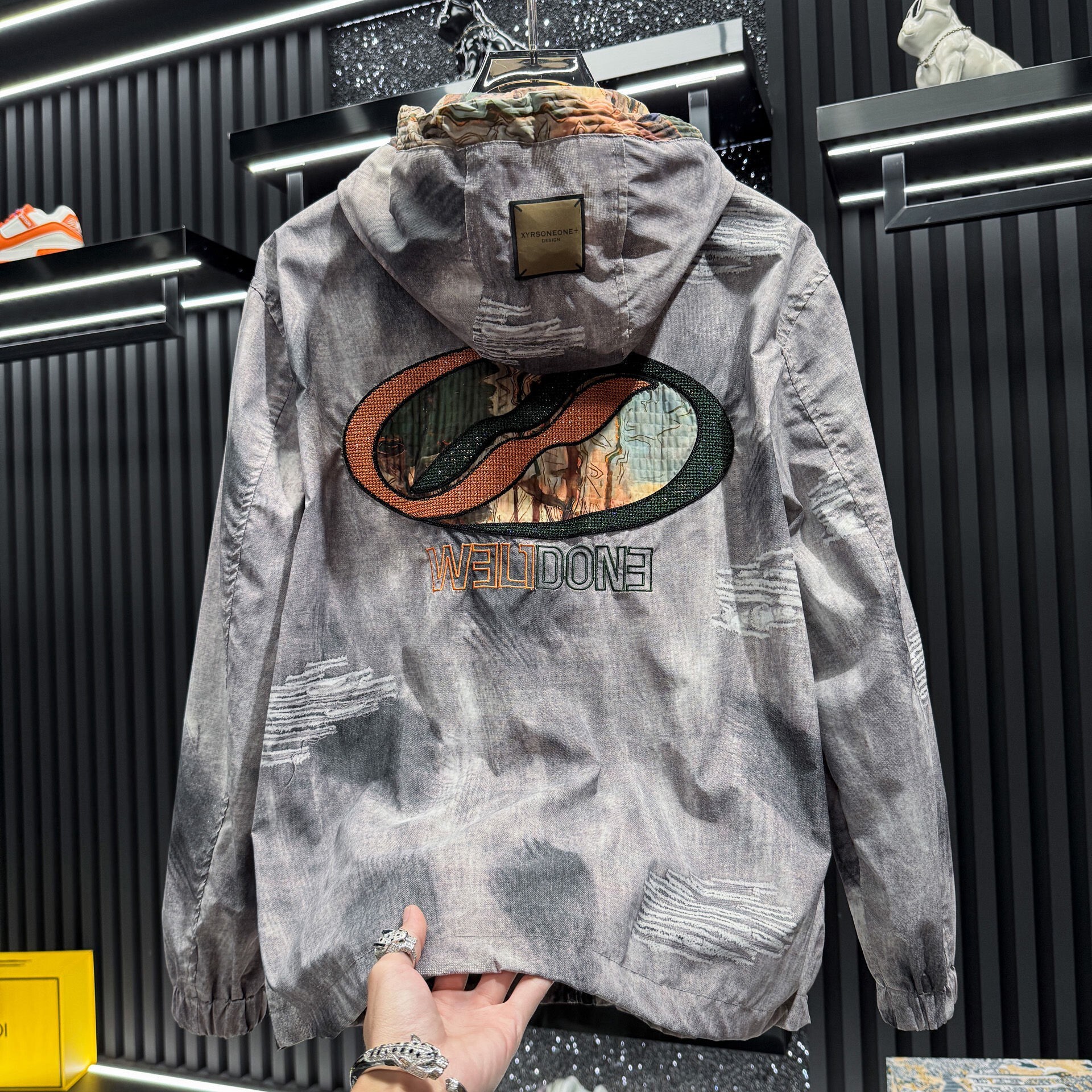 Luma hop European high-end embroidered tie-dye hooded for men, 2025 new spring and autumn trendy brand thin men's casual jacket