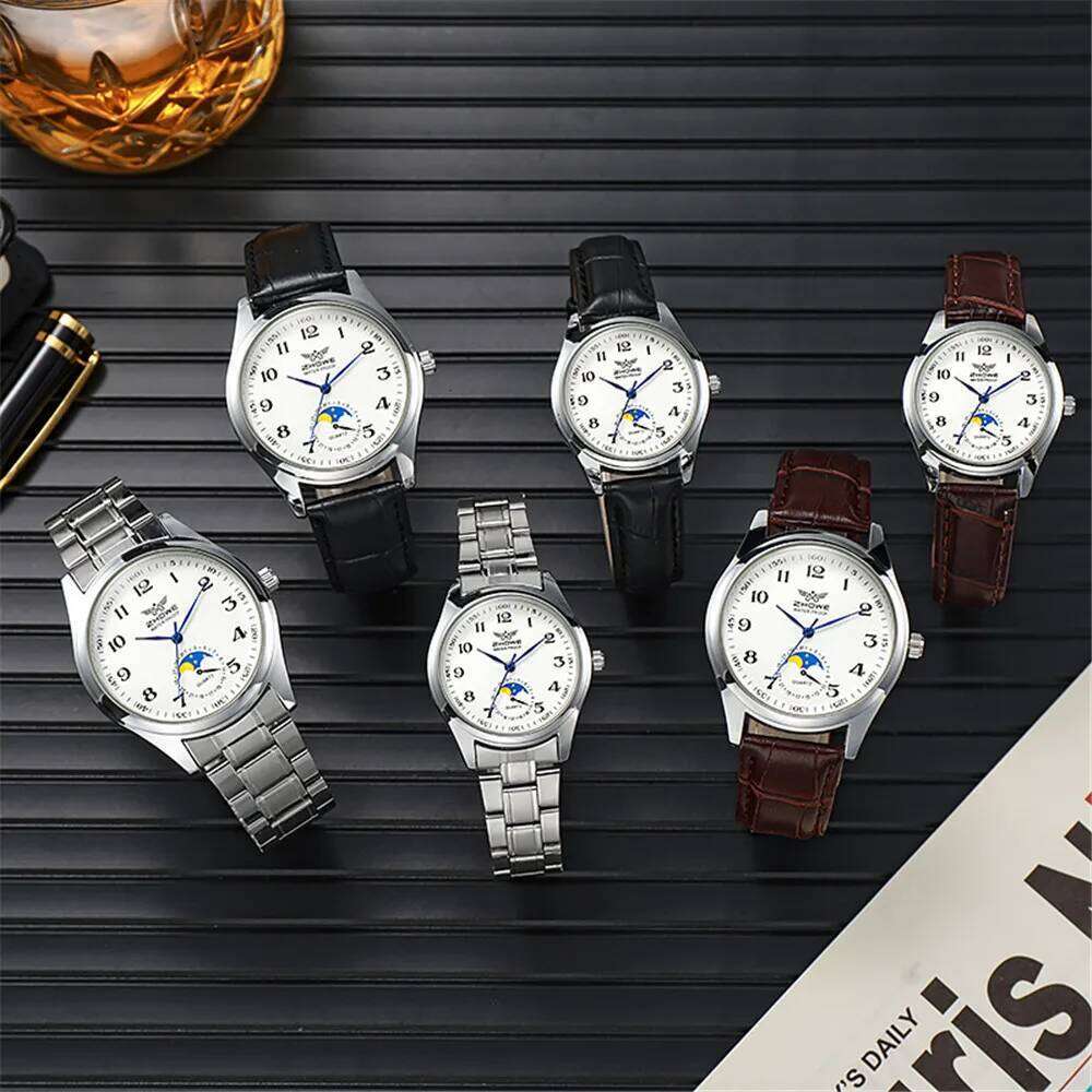 Fashion 2025 New Couple's Simple Calendar Digital Quartz Watch Casual Black Leather Ladies Clock Dress Watches