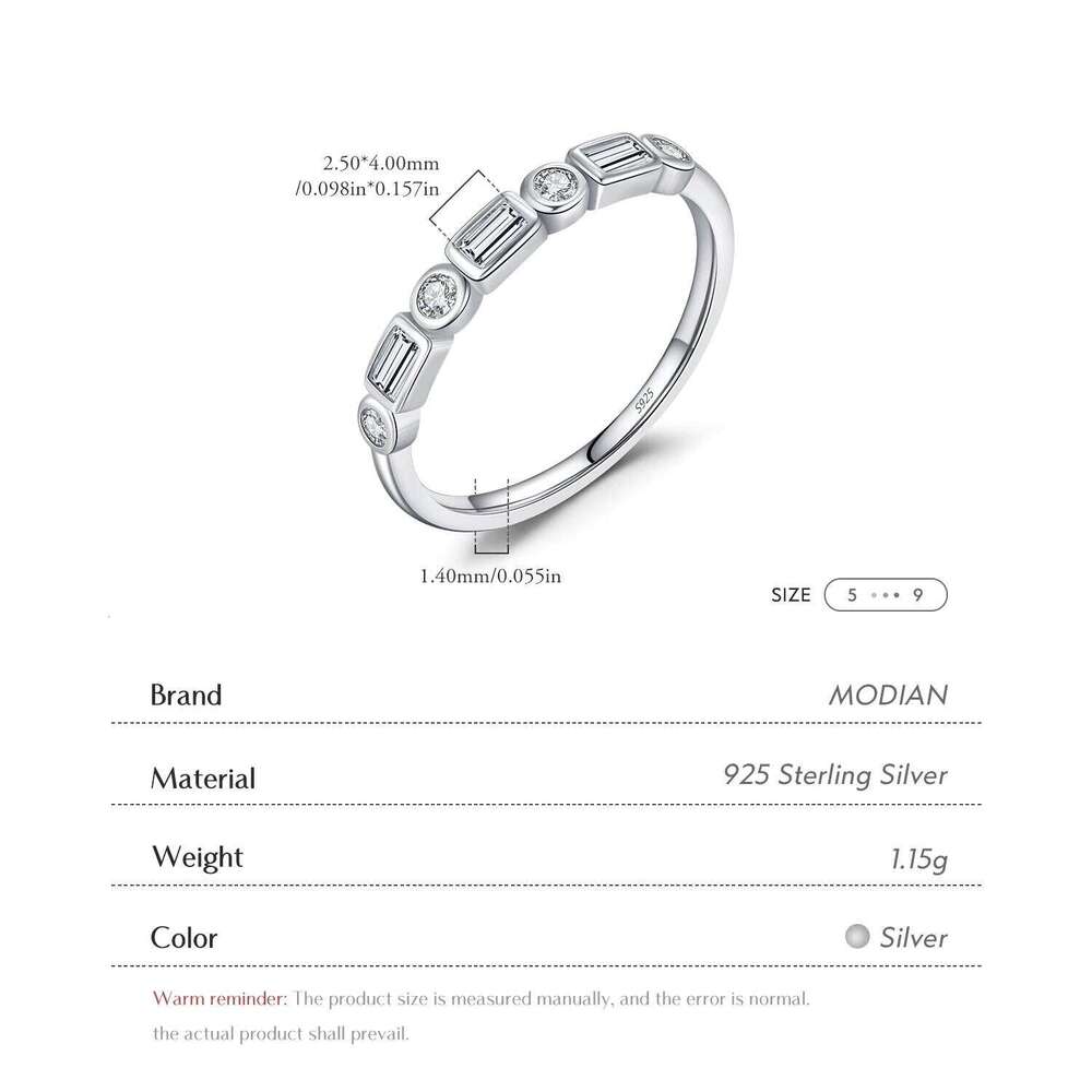 MODIAN 925 Sterling Silver Fashion Round Rectangle Dazzling Clear CZ Band Ring For Women Wedding Engagement Fine Jewelry H260312