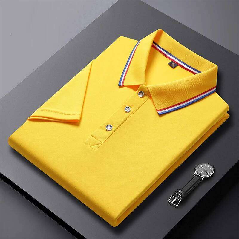 Solid Color Shirt Men's Business Polo Collar Half Top Summer Casual Short sleeved T-shirt for Men an 26H0312