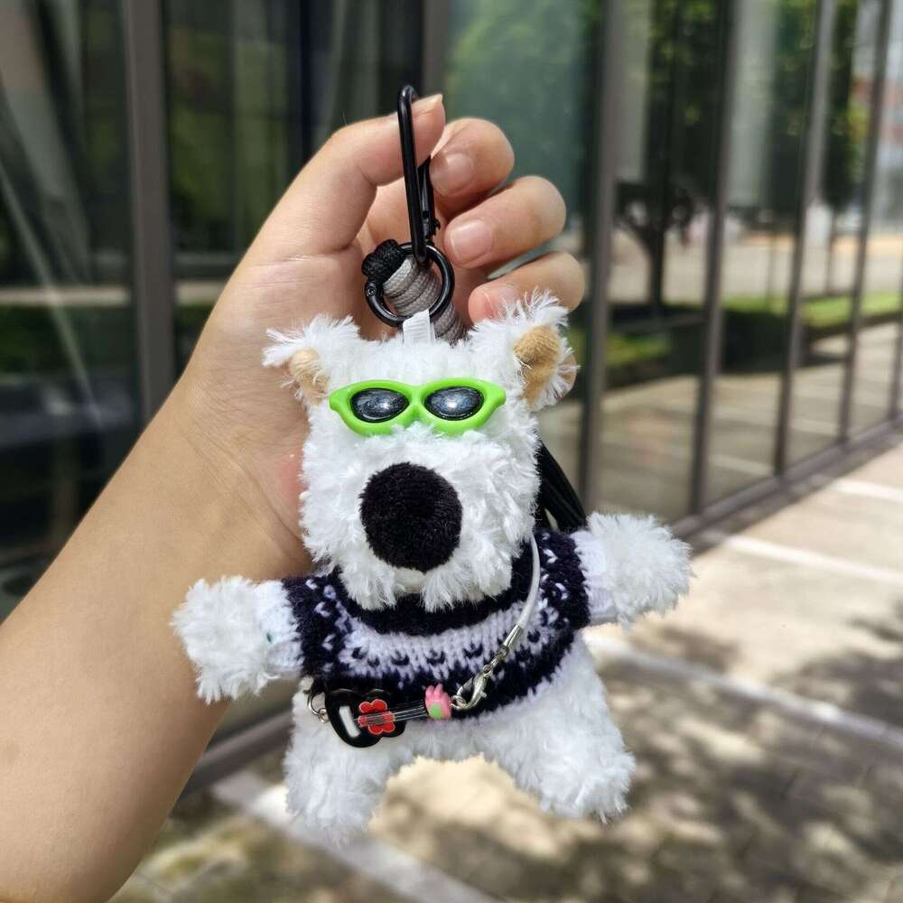 Pilot cartoon West Highland dog bag pendant keychain girlfriend gift plush car decoration trendy toy