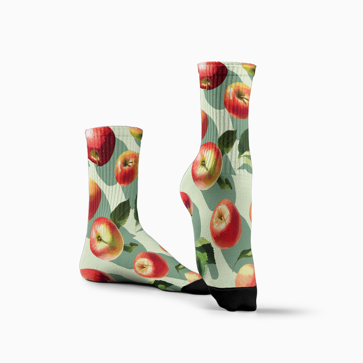 Vintage Red Apple Print Soft Breathable Casual Fruit unisex tube designer sock C173