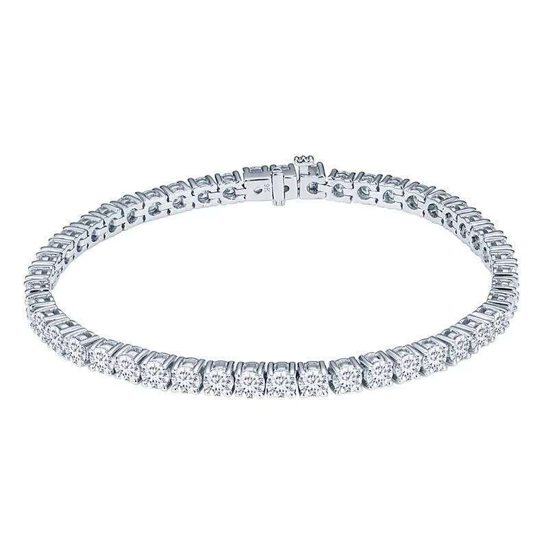 Messi Jewelry MSB-505 14k White Gold Round Cut Silicon Stone Width 2.5mm Tennis Bracelet