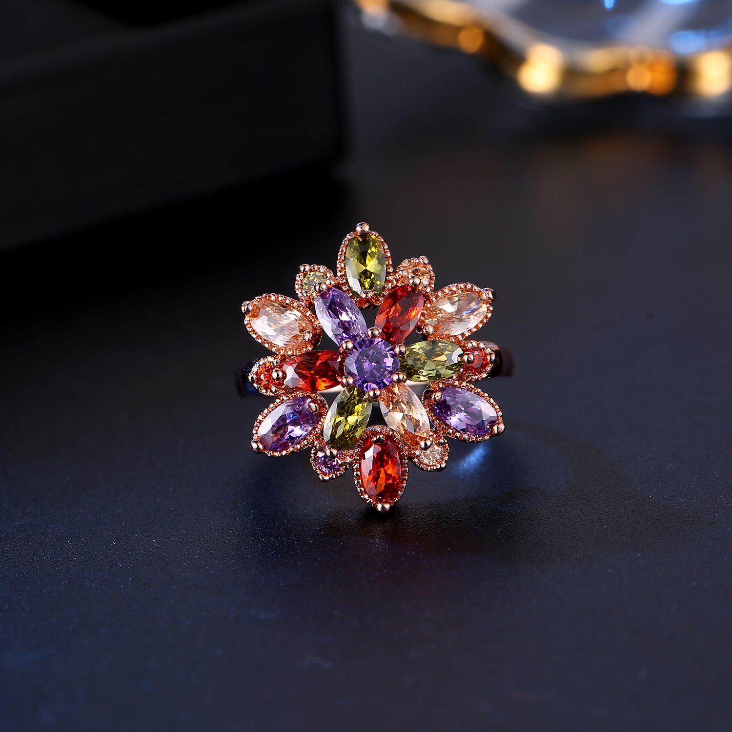Ring Butterfly Style Jewelry Zircon Ring Women, Dragon Flower Rose Ring Gold Jewelry, Fashionable For Commuting Ring