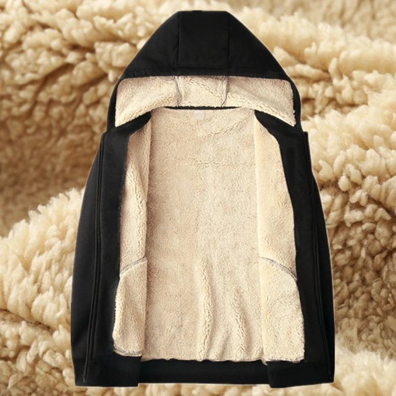 Winter Windproof Hoodie - Mens Sherpa Lined Sweatshirt Thermal Zip Up Outerwear Streetwear S-5XL 260311